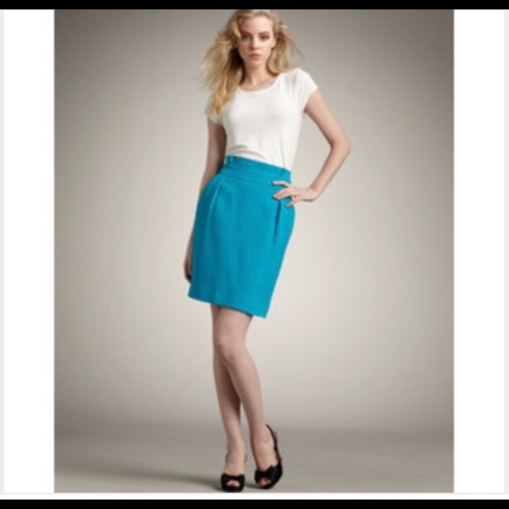 Turquoise Kate Spade Paper Bag Pencil Skirt